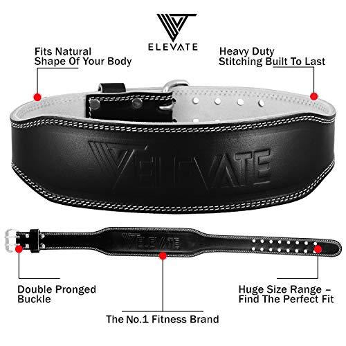Genuine Leather Weight Lifting Gym Belt Providing Back & Core Support For Peak Performance In Bodybuilding Crossfit Powerlifting Functional Heavy Strongman Strength Training + FREE Straps