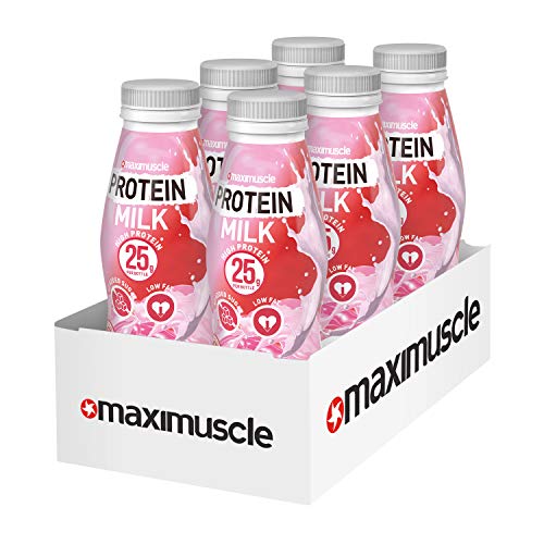 Maximuscle Protein Milk RTD Shake, 330 ml, Strawberry, Pack of 6