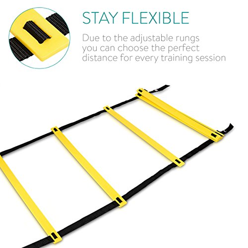 Navaris Speed Ladder 6m - Agility Ladder with 12 Adjustable Rungs - Indoor/Outdoor Equipment for Football and Fitness Training - For Kids or Adults