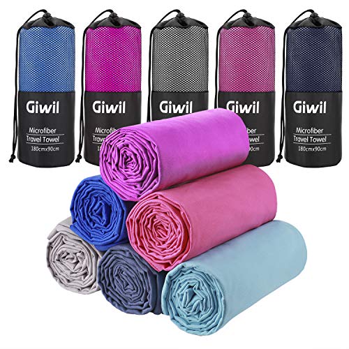 Giwil Microfibre Beach Towel, Travel Sports Towel Ultra Absorbent and Quick Dry Towel (XL 70
