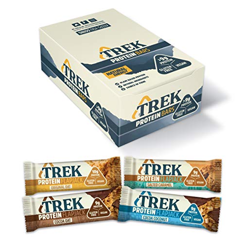Trek Protein Flapjack Mixed Case - Natural Plant Protein - Gluten Free - Healthy Snack Bars, 50 g (Pack of 16), 99TRKMIX1