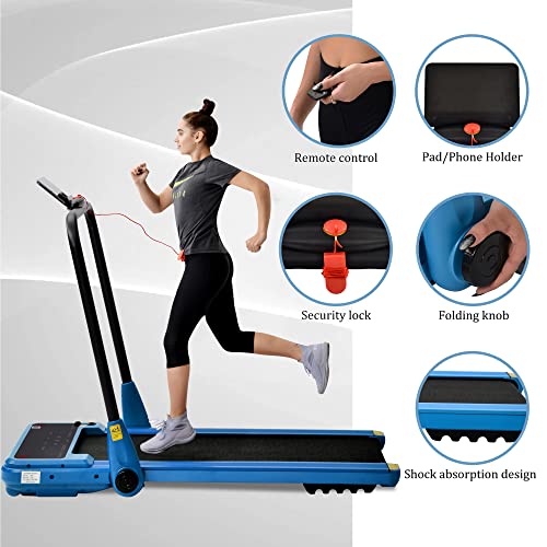 Electrical Motorized Treadmill Portable Folding Running Machine Fitness Exercise Cardio Jogging 1.5HP Powerful Motor 12km/h (Blue)