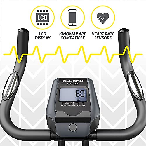 Bluefin Fitness Tour XP Exercise Bike | Home Gym Equipment | Heavy-Duty Steel Frame | Foldable Design | 8 x Resistance Levels | Heart Rate Sensors | Kinomap App Compatible | LCD
