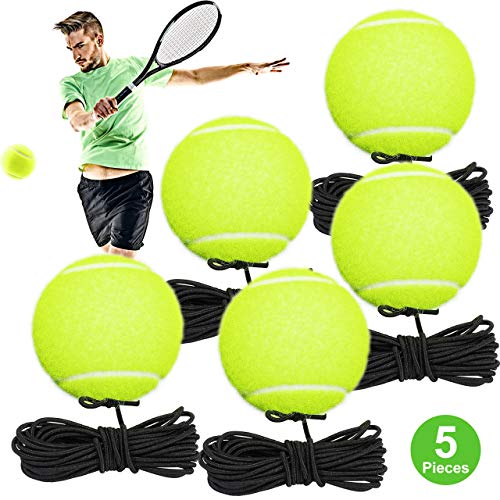 Fostoy Tennis Rebound Ball with String, 5 Pack Durable Replacement Balls for Tennis Trainer Base, Tennis Training Ball for Adults Kids Beginner Self-Study Practice Indoor Outdoor