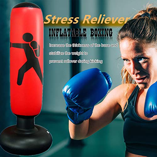 FOYOCER Punching Bag Kids Freestanding Boxing Inflatable Kids Punching Bag Bounce Back for Practicing Karate MMA Fitness Boxing Bag for Toddler Tall 61”(Air Pump & Repair Stickers Included)