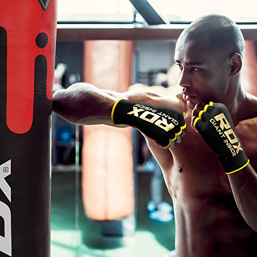 RDX Boxing Hand Wraps Inner Gloves for Punching - Half Finger Elasticated Bandages under Mitts Fist Protection - Great for MMA, Muay Thai, Kickboxing, Martial Arts Training & Combat Sports