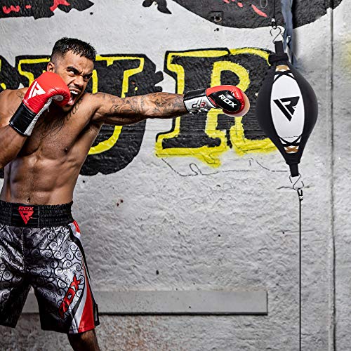 RDX Double End Speed Ball Maya Hide Leather Boxing Dodge Speed Bag Punching MMA Training Workout Floor to Ceiling Rope