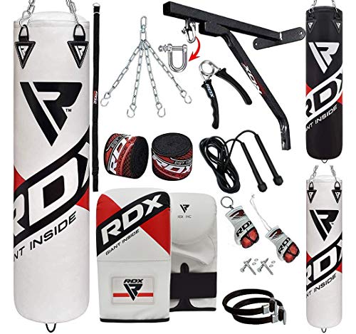 RDX Punch Bag for Boxing Training, 4ft 5ft Filled Heavy Bag Set with Punching Gloves, Chain, Wall Bracket,17pc for Grappling, MMA, Kickboxing, Muay Thai, Karate, BJJ,Taekwondo