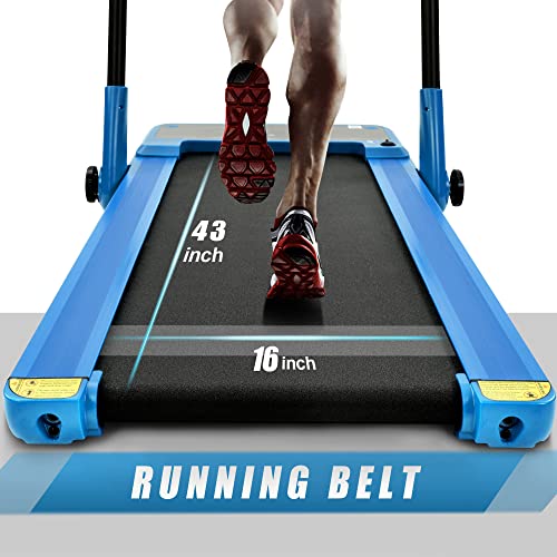 Electrical Motorized Treadmill Portable Folding Running Machine Fitness Exercise Cardio Jogging 1.5HP Powerful Motor 12km/h (Blue)