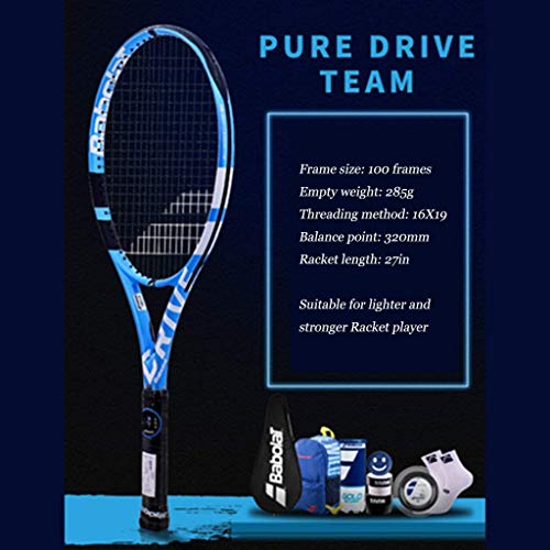 KCGNBQING Full Carbon Professional All-around Adult Full Carbon For Men And Women Shock Absorption Technology Professional tennis racket (Color : Blue-c, Size : 27in)