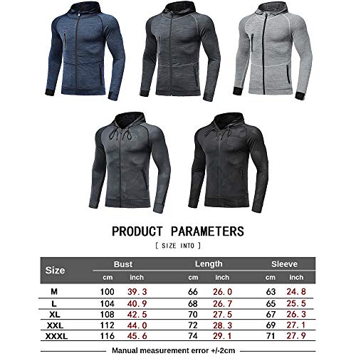 Mens Hoodies Zip Up Running Jacket Hooded Breathable Tracksuit Top Lightweight Sweatshirt Comfy Gym Clothes for Jogging Work Out Blue XL