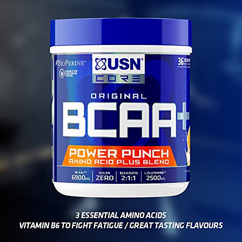 USN BCAA Power Punch watermelon 400g Refreshing BCAA Powder, Intra Workout Drink with Vitamin B6 and Amino Acids