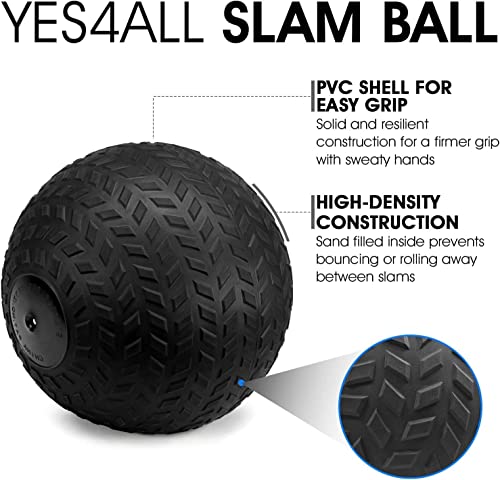 Yes4All 1YHQ 9kg Slam Ball for Strength and Crossfit Workout – Slam Medicine Ball (9kg, Black)