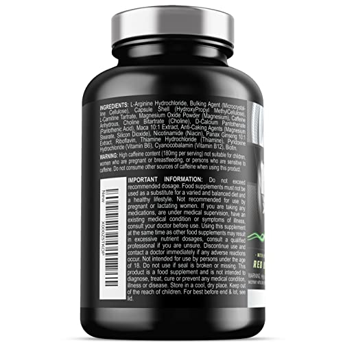 NO2 Xtreme - Nitric Oxide Supplement - Pump Pre Workout Tablets - with L Arginine, Niacin and Caffeine - Vegetarian & Vegan Nitric Oxide Supplements for Men and Women (120 Capsules)