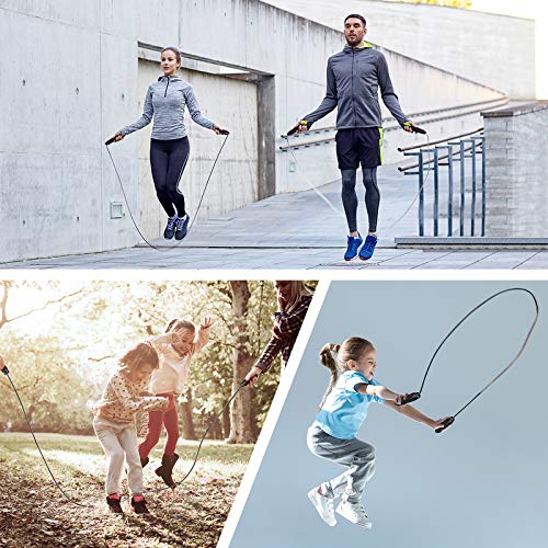 Blukar Skipping Rope Adult, Speed Jump Rope - Soft Memory Foam Handle, Adjustable Tangle-free Rope & Rapid Ball Bearings - Ideal for Home and Workouts Fitness- Spare Rope Length Adjuster Included