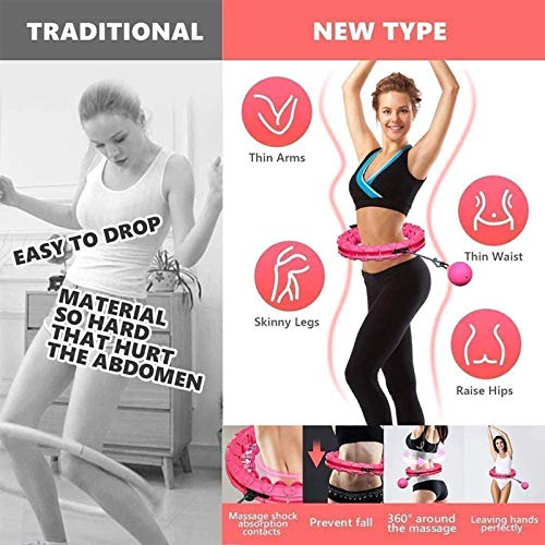 LKOPYUo Weighted Hoop, Exercise Hula Hoop, 2 In 1 Abdomen Fitness Weight Loss Massage Hoola Hoops, Weight Loss Trim Hoop, Weighted Smart Hula Hoop, Detachable, for Adults/Kids/Beginner Fitness Aids