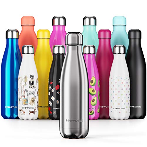 Proworks Performance Stainless Steel Sports Water Bottle | Double Insulated Vacuum Flask for 12 Hours Hot & 24 Hours Cold Drinks - For Home, Work, Gym & Travel - 1.5 Litre - BPA Free – Silver