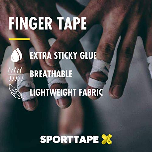 2 Rolls SPORTTAPE Finger Tape Zinc Oxide Tape - Black - 1.25cm x 10m for Jiu Jitsu, Rock Climbing, BJJ, Crossfit Grapple Tape, Splinting Tape, Climbing Tape, Jiu Jitsu Tape