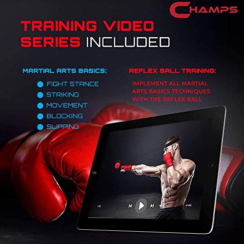 Champs MMA Boxing Reflex Ball - Boxing Equipment Fight Speed, Boxing Gear Punching Ball Great for Reaction Speed and Hand Eye Coordination Training Reflex Bag Alternative