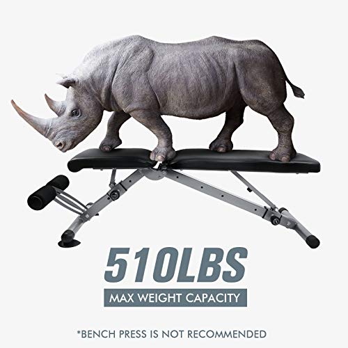 RitFit Adjustable / Foldable Utility Weight Bench for Home Gym, Weightlifting and Strength Training(SILVER)