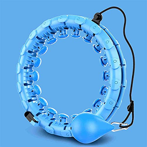 Miaoxiu Weighted Smart Hula Fitness Hoop for Adults and Kids 2 in 1 Abdomen Fitness Massage Weighted Hula Hoops 24 Detachable Knots Adjustable Weight Auto-Spinning Ball,Blue