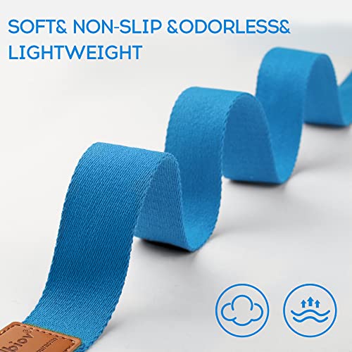 voidbiov D-Ring Buckle Yoga Strap 1.85 or 2.5M, Durable Cotton Adjustable Belt Perfect for Holding Poses, Improving Flexibility and Physical Therapy Lake Blue