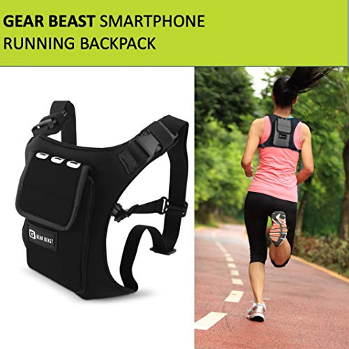 Gear Beast Running Backpack Vest Cell Phone and Accessories Holder Lightweight Pack Key Card ID Holder for Running Walking Cycling Fits iPhone 11 X XS Max 8 7 Plus Galaxy S9 S8 Plus Note 10 9 8