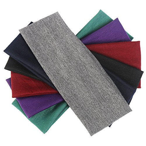 6 Pieces Yoga Cotton Headbands, Elastic Head Bands for Teans and Women Assorted Colours