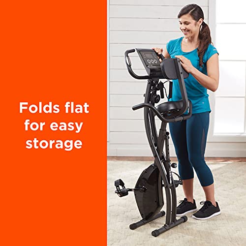 High Street TV Slim Cycle - 2-in-1 Stationary Flat Fold Exercise Bike - For Full Body Cardio - Strength & Resistance Training - Built-In Resistance Bands - Easy Storage - 8 Resistance Levels