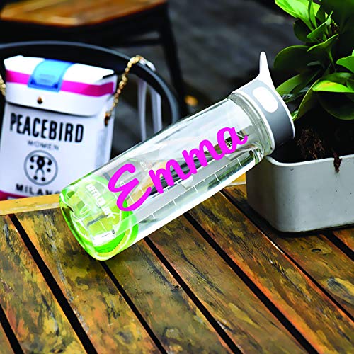 Personalised Water Bottle With Straw - 800ml - Love Drinking - School Water Bottles - Gym Bottle - Bpa Free - Metal Clip For Island Cycling Sports - Stay Cool Add Your Custom Name Bottled (Clear)