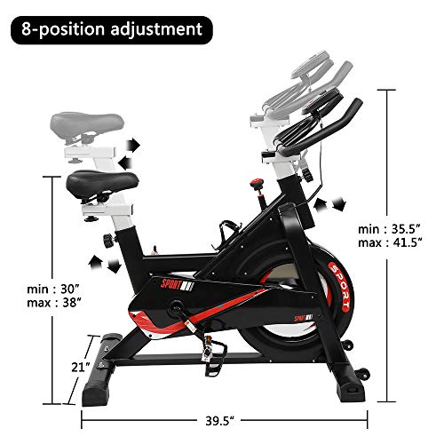 Bonnlo Indoor Cycling Exercise Bike Silent Belt Driven Spinning bike with LCD Display,Adjustable Resistance,Adjustable Seat Home Fitness Bicycle (Black)