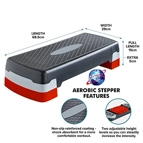 Denny International® Aerobic Exercise Adjustable up to 2 Levels Stepper Yoga Fitness Gym Home Training Step