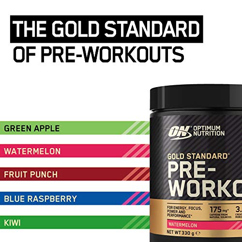 Optimum Nutrition Gold Standard Pre Workout Powder, Energy Drink with Creatine Monohydrate, Beta Alanine, Caffeine and Vitamin B Complex, Watermelon, 30 Servings, 330 g, Packaging May Vary