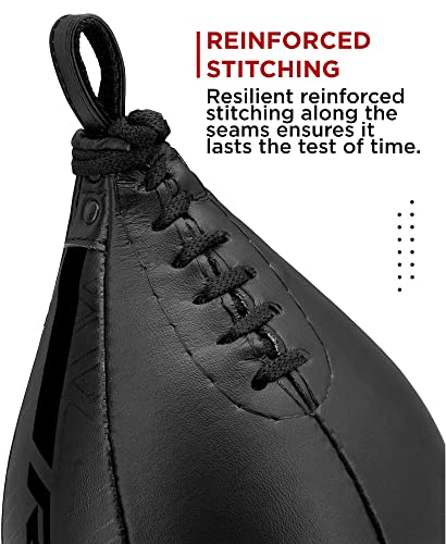 RDX Speed Bag Boxing Ball and Swivel Set, Maya Hide Leather Dodge Striking Mount Kit with Additional Bladder, MMA Muay Thai Punching Workout Kicking Martial Arts Training Home Gym Exercise Speedball