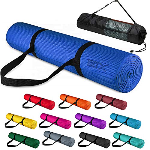 Xn8 Non Slip Exercise Yoga Mat-6mm-Thick-Carry-Bag-Pilates-Fitness (Blue)