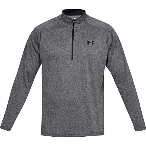 Under Armour mens Tech 2.0 1/2 Zip, Versatile Warm Up Top, Light and Breathable Zip Up Top for Working Out, Grey (Carbon Heather/Black 090), L