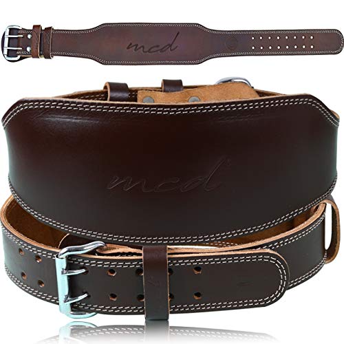MCD Leather Weight Lifting Belt Men & Women Adjustable Leather Gym Belt Fitness Weight Training Squat Belt, Bodybuilding, Functional Training, Exercise, Deadlift, Powerlifting Belt 4” & 6” Size