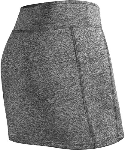BLEVONH Women Tennis Skirts Inner Shorts Elastic Sports Golf Skorts with Pockets - grey - Small