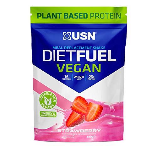 USN Diet Fuel Vegan Strawberry 880 g: Dairy Free Vegan Meal Replacement Shake and Vegan Protein Powders