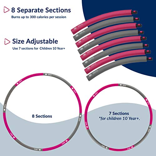 ResultSport UK - The Original Weighted Hula Hoop Foam Padded Fitness Exercise Hoop 100cm extra wide (Pink/Grey 1.2kg) - Gym Store