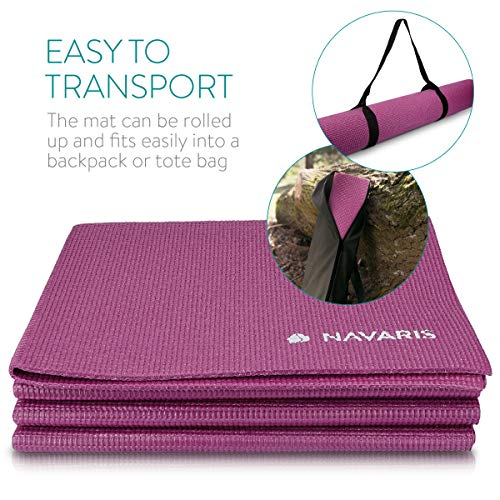 Navaris Foldable Yoga Mat for Travel - 4mm Thick Exercise Mat for Yoga, Pilates, Workout, Gym, Fitness - Non-Slip Folding Portable Outdoor Camping Mat