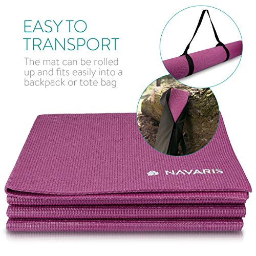 Navaris Foldable Yoga Mat for Travel - 4mm Thick Exercise Mat for Yoga, Pilates, Workout, Gym, Fitness - Non-Slip Folding Portable Outdoor Camping Mat - Gym Store