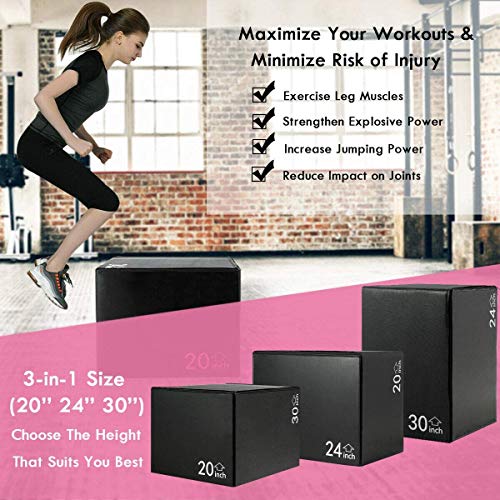 LDAILY 3-in-1 Jumping Box, Plyometric Jump Box for Jumping Trainers, Height Adjustment, High Density Heavy Duty PE Foam & PVC Cover, Platform for Gym, Home, Fitness, 30''/24''/20'' - Gym Store | Gym Equipment | Home Gym Equipment | Gym Clothing