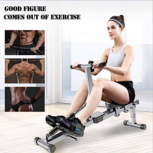 Yinguo Folding Rowing Machine, Adjustable Height and Resistance Steel Rowing Machine with 12 Resistance Levels Multi-Data Display and 8 Silent Rolls