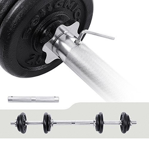 SONGMICS Cast Iron Adjustable Dumbbells Set, with Extra Barbell Bar, 20 kg, for Men Women Workout, Fitness Training, Weight Lifting, at Home Gym, Black SYL20LBKV1