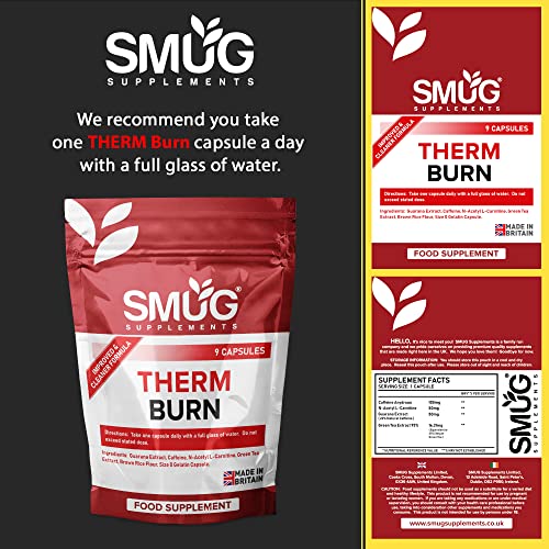 9 Day Fat Burner Package - Therm Burn Edition - Diet and Detox with Routine - Clean 9 Day Weight Loss Plan with Fat Burn Pills, Appetite Suppressant Capsules and Protein Powder (Strawberries & Cream)