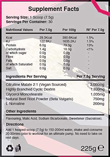 Warrior Supplements Pump Pre Workout Extreme Nitric Oxide Booster Powder, Strawberry Kiwi, 225 Gram