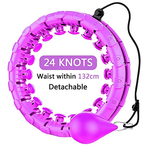vita dennis Smart Hula Hoop for Adults and Kids Exercise 24 Detachable Knots Adjustable Weight Auto-Spinning Ball, Purple Smart Massage Weighted Hula Ring for Fitness Adult