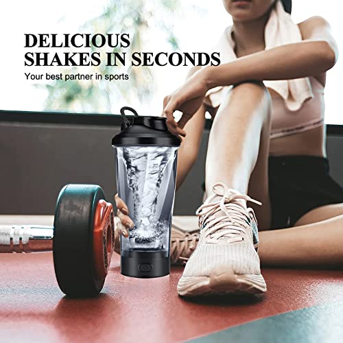 GONICVIN Electric Protein Shaker Bottle, 16 oz Rechargeable Protein Shaker with Powder Storage Box, BPA Free, Blender Bottles Protein Shaker Cup for Protein Mixes, Protein Shakes (Black) - Gym Store