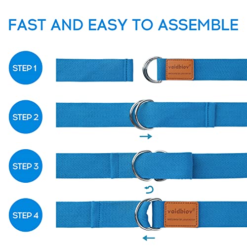voidbiov D-Ring Buckle Yoga Strap 1.85 or 2.5M, Durable Cotton Adjustable Belt Perfect for Holding Poses, Improving Flexibility and Physical Therapy Lake Blue
